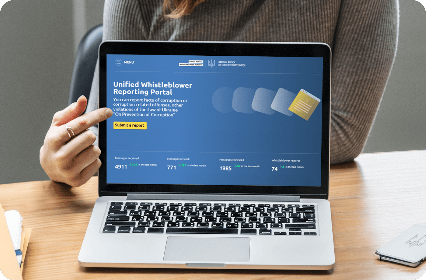 Home page of the Unified Whistleblower Reporting Portal.