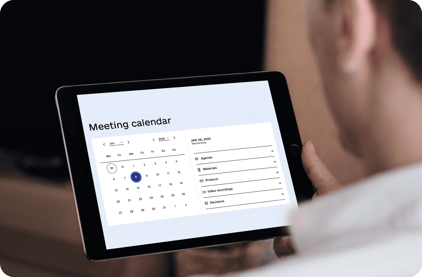 Calendar of meetings on the NCEC web portal. 