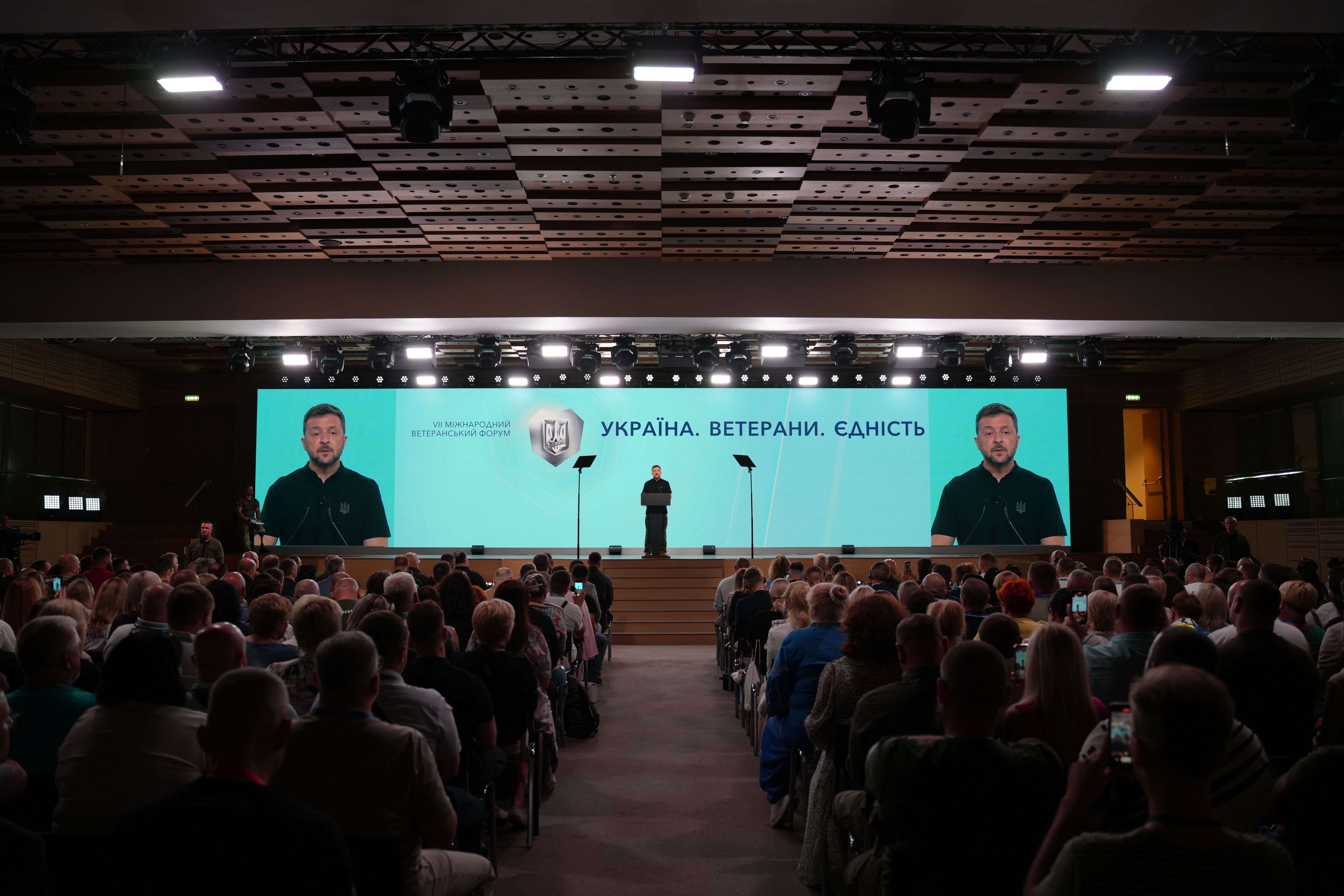 President of Ukraine Volodymyr Zelenskyy at the VII International Veterans Forum